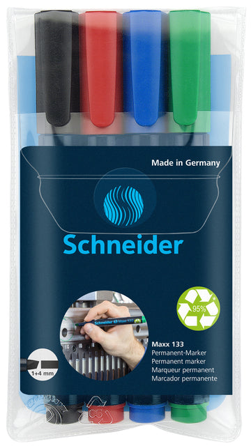 Viltstift Schneider Maxx 133 beitel set à 4 kleuren