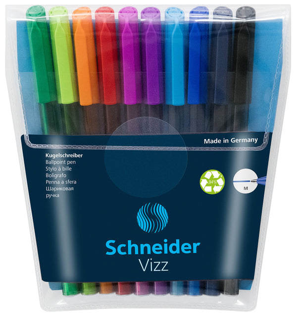 Balpen Schneider Vizz medium etui à 10 kleuren