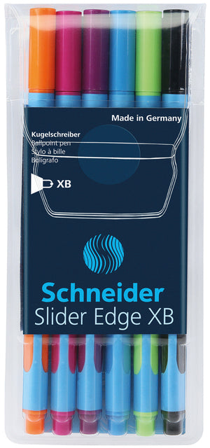 Balpen Schneider Slider Edge XB etui à 6 kleuren