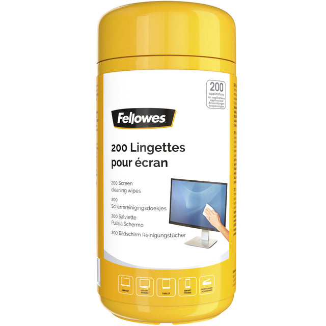 Reinigingsdoekjes Fellowes beeldscherm dispenser 200stuks