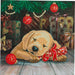 Diamondpainting Crystal Art Kaart Puppy's First Christmas 18x18cm