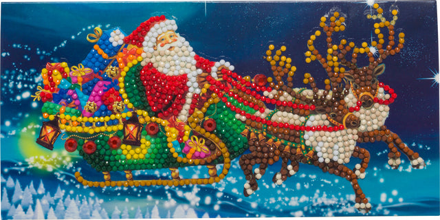 Diamondpainting Crystal Art Kaart Santa's Sleigh 11x22cm