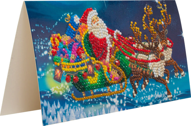 Diamondpainting Crystal Art Kaart Santa's Sleigh 11x22cm
