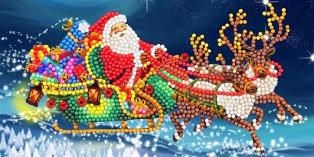 Diamondpainting Crystal Art Kaart Santa's Sleigh 11x22cm