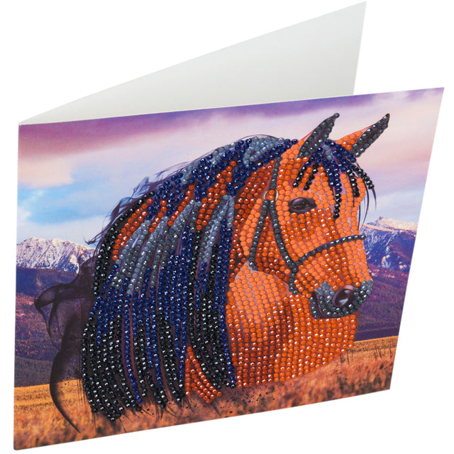 Diamondpainting Crystal Art Kaart Paard 18x18cm