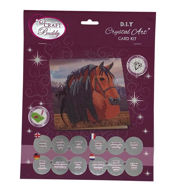 Diamondpainting Crystal Art Kaart Paard 18x18cm