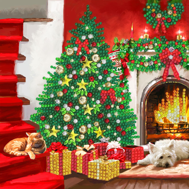 Diamondpainting Crystal Art Kaart Christmass Tree 18x18cm