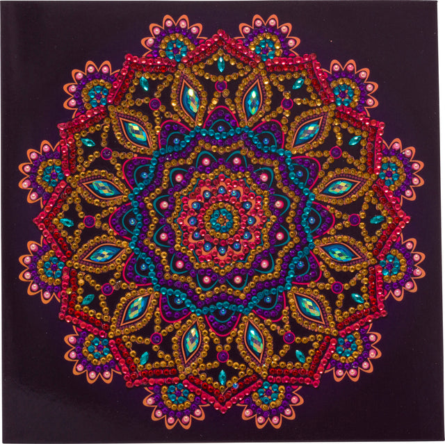 Diamondpainting Crystal Art Kaart Paarse Mandala 18x18cm