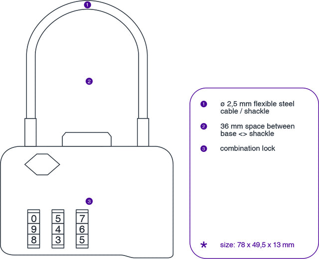 Hangslot Pavo met cijferslot en kabel