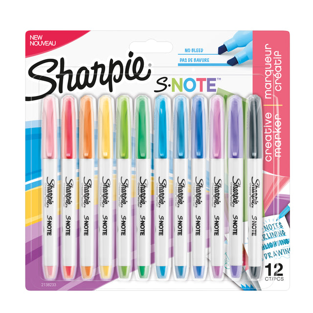 Markeerstift Sharpie S-note blister à 12 kleuren