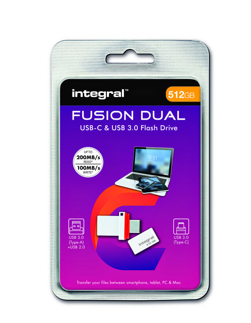 USB-stick Integral 3.1 USB-C Fusion Dual 512GB