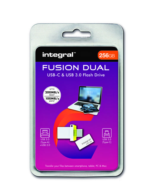 USB-stick Integral 3.1 USB-C Fusion Dual 256GB