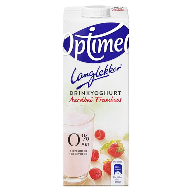 Drinkyoghurt Optimel Langlekker aardbei framboos 1liter (per 6 stuks)