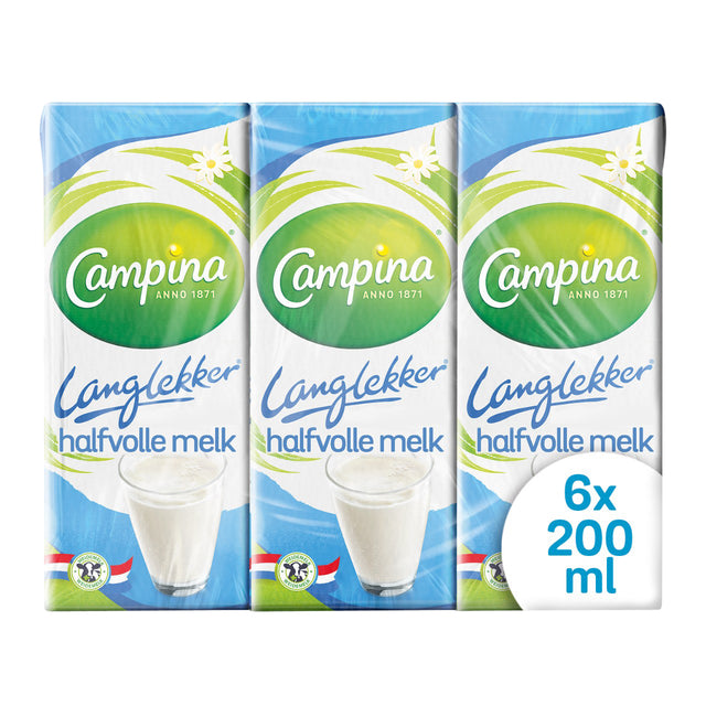 Melk Campina LekkerLang halfvol 20cl (per 5 stuks)