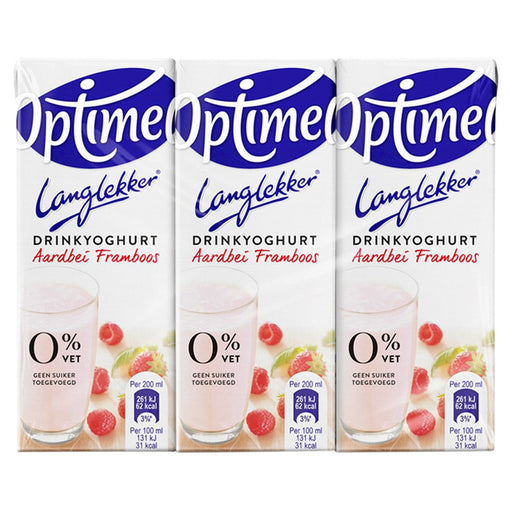 Drinkyoghurt Optimel Langlekker aardbei framboos 20cl (per 5 stuks)