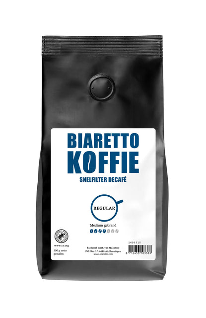 Koffie Biaretto snelfilter Decafé RFA 500gram