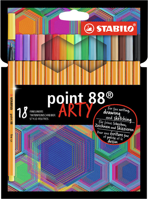 Fineliner STABILO point 88 Arty etui à 18 kleuren