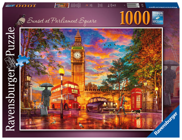 Puzzel Ravensburger Zonsondergang op Parliament Square Londen 1000 stukjes