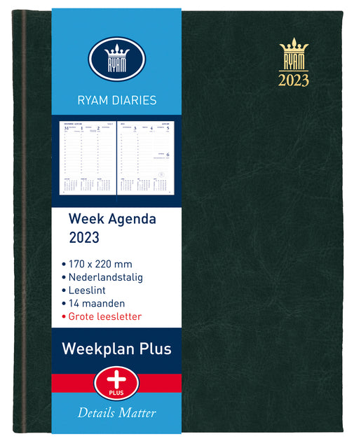 Agenda 2023 Ryam Weekplan Plus Mundior groot letter 7dagen/2pagina's assorti