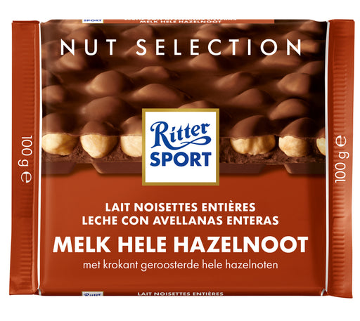 Chocolade Ritter Sport melk-hele hazelnoot 100gr (per 10 stuks)