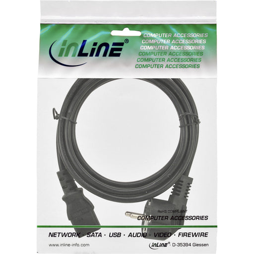Kabel inLine STROOM C13 recht - CEE7/7 haaks 1,8 meter zwart