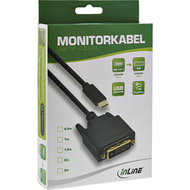 Kabel inLine USB-C DVI 24+1 3.1 1080P M/M 2 meter zwart