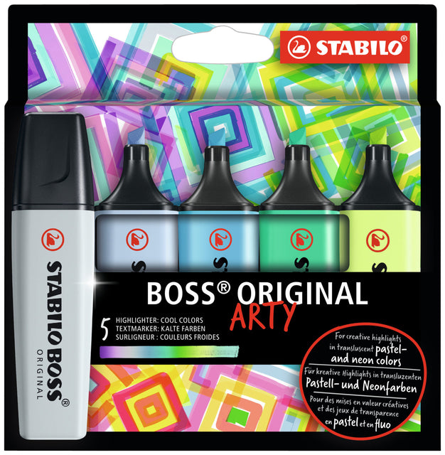 Markeerstift STABILO Boss Original Arty etui à 5 cool kleuren