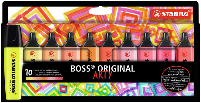 Markeerstift STABILO Boss Original Arty etui à 10 warme kleuren