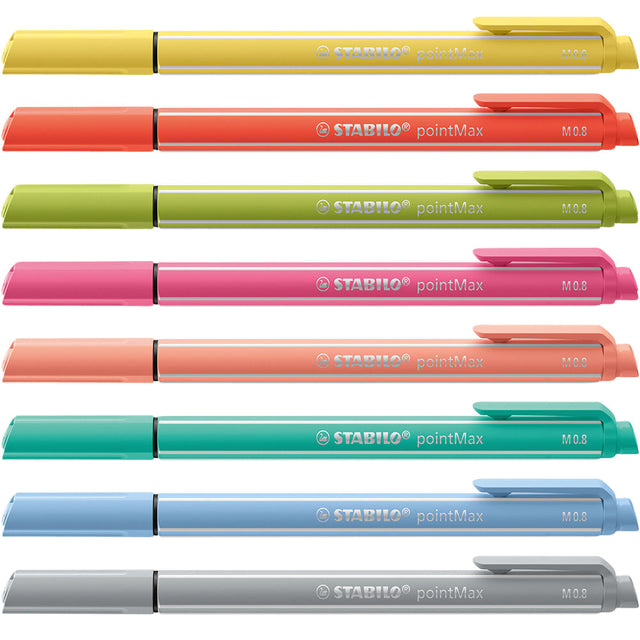 Viltstift STABILO pointmax etui à 8 pastel kleuren