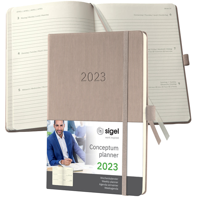 Agenda 2023 Sigel Conceptum A5 7dagen/2pagina's taupe