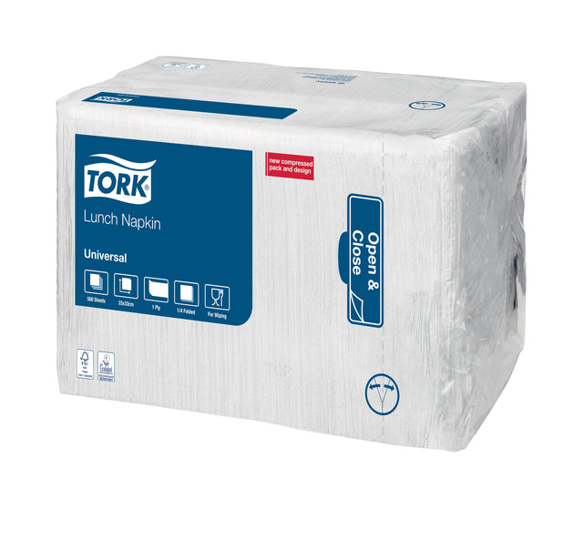 Lunchservet Tork 1-laags 33x33 500st wit 509300 (per 8 stuks)