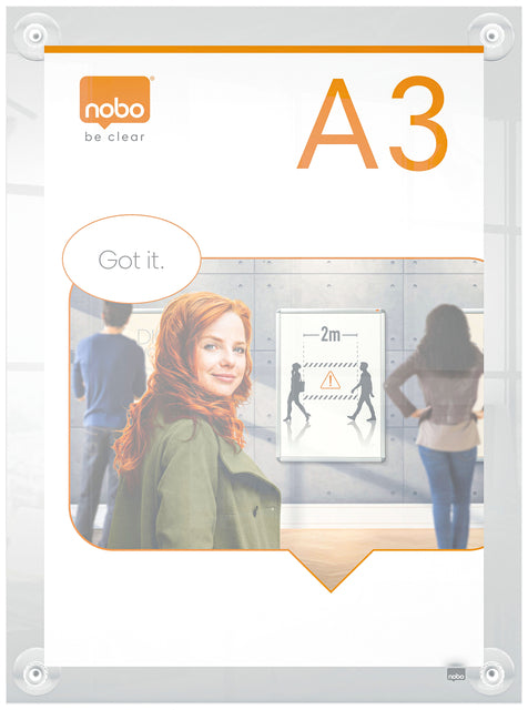 Infobord Nobo Premium Plus A3 acryl wand verplaatsbaar