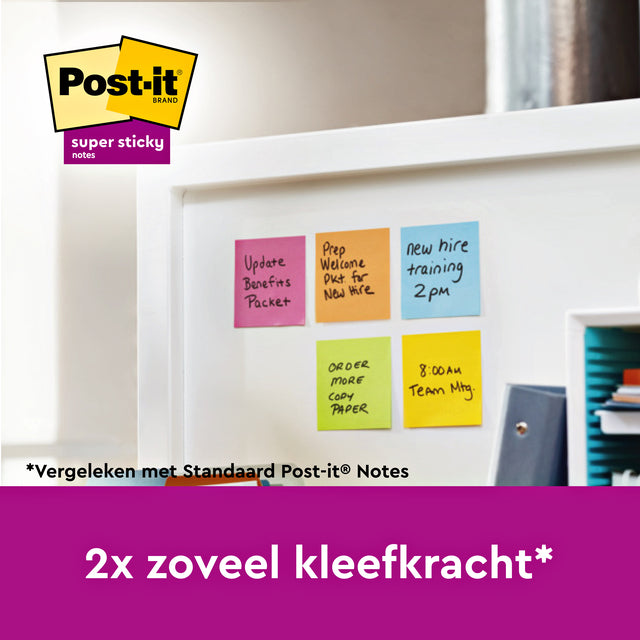 Memoblok 3M Post-it 654 Super Sticky 76X76mm PNK (per 6 stuks)