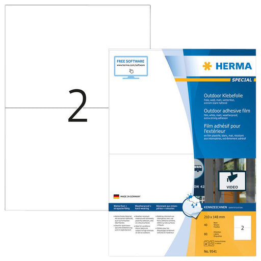 Etiket HERMA 9541 210x148mm weerbestendig wit 80stuks