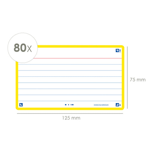 Flashcard Oxford 2.0 75x125mm 80vel 250gr lijn geel