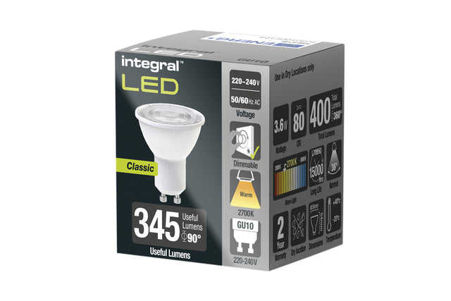 Ledlamp Integral GU10 2700K warm wit 4.2W 390lumen