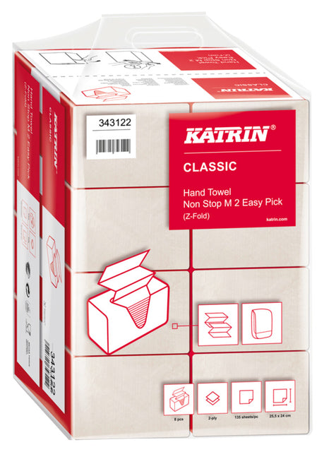 Handdoek Katrin Classic 343122 Easy Pick 2laags z-vouw 24x25cm 8x135vel