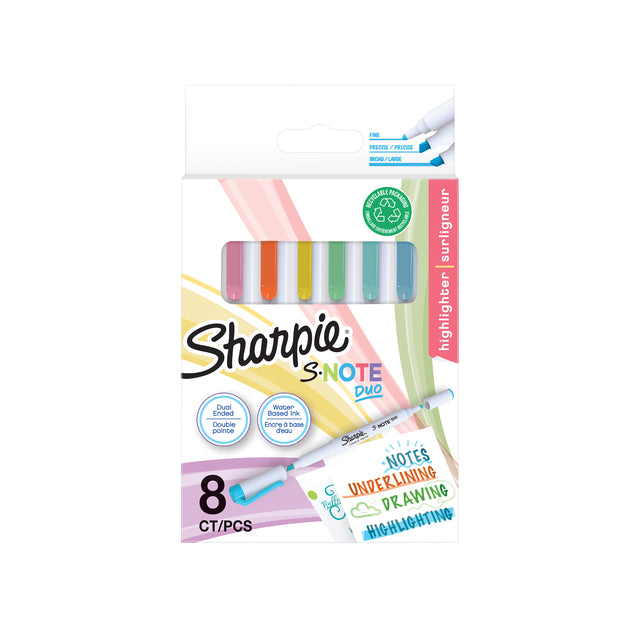 Markeerstift Sharpie S-note Duo blister à 8 kleuren