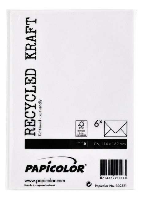 Envelop Papicolor C6 114x162mm kraft wit