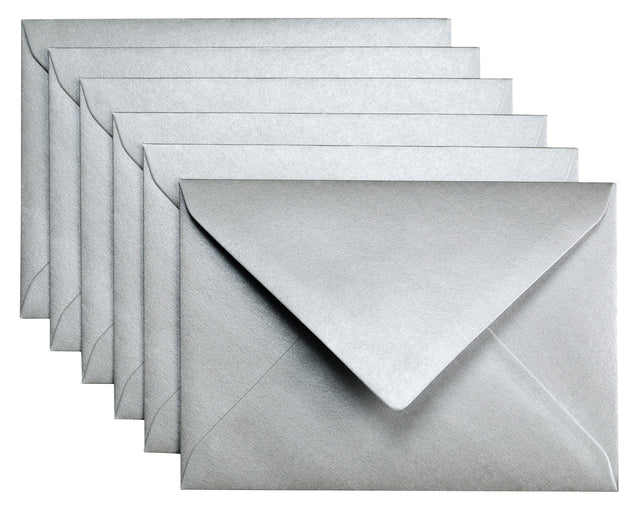 Envelop Papicolor C6 114x162mm metallic zilver