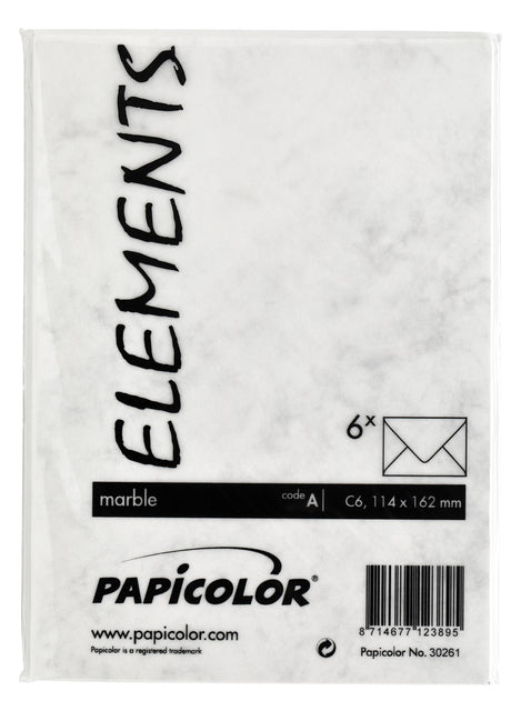 Envelop Papicolor C6 114x162mm marble grijs