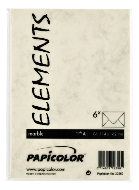 Envelop Papicolor C6 114x162mm marble Ivoor
