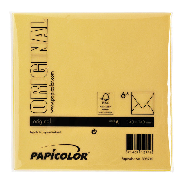 Envelop Papicolor 140x140mm dottergeel