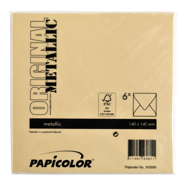 Envelop Papicolor 140x140mm metallic goud