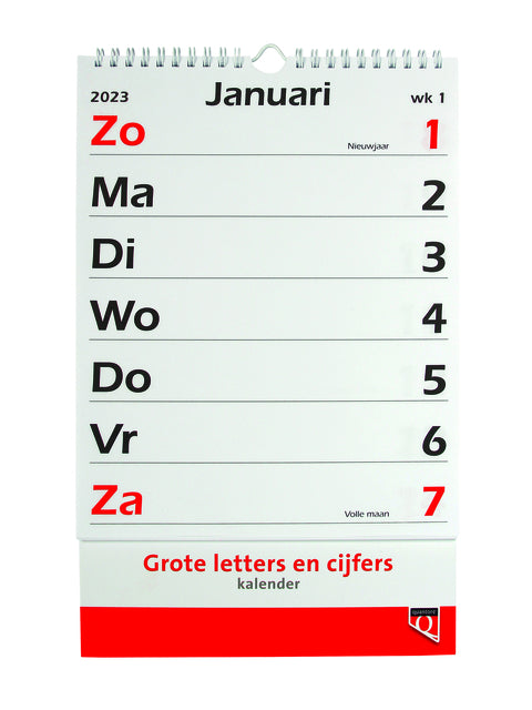 Kalender 2023 met grote letters en cijfers Quantore