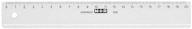 Liniaal M+R 1120 200mm plastic transparant (per 10 stuks)