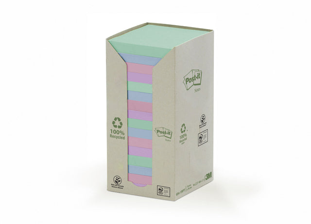 Memoblok 3M Post-it 654 76x76mm recycled rainbow pastel