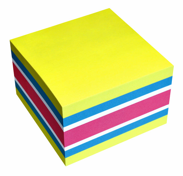 Memoblok Info Notes kubus 75x75mm neon assorti 450vel