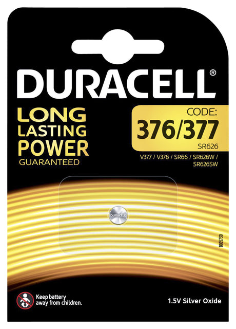 Batterij Duracell knoopcel 1x377 zilver oxide Ø6,8mm 1,5V-18mA (per 10 stuks)