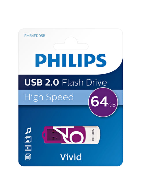USB-stick 2.0 Philips vivid edition magic purple 64GB